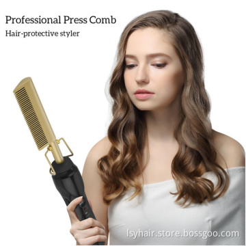 Wholesale Electric Hot Comb Hair Straightener for African American 4B 4C Natural Curly Hair and Wigs Straightener With Comb